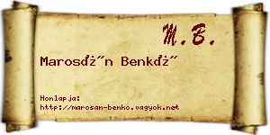 Marosán Benkő névjegykártya